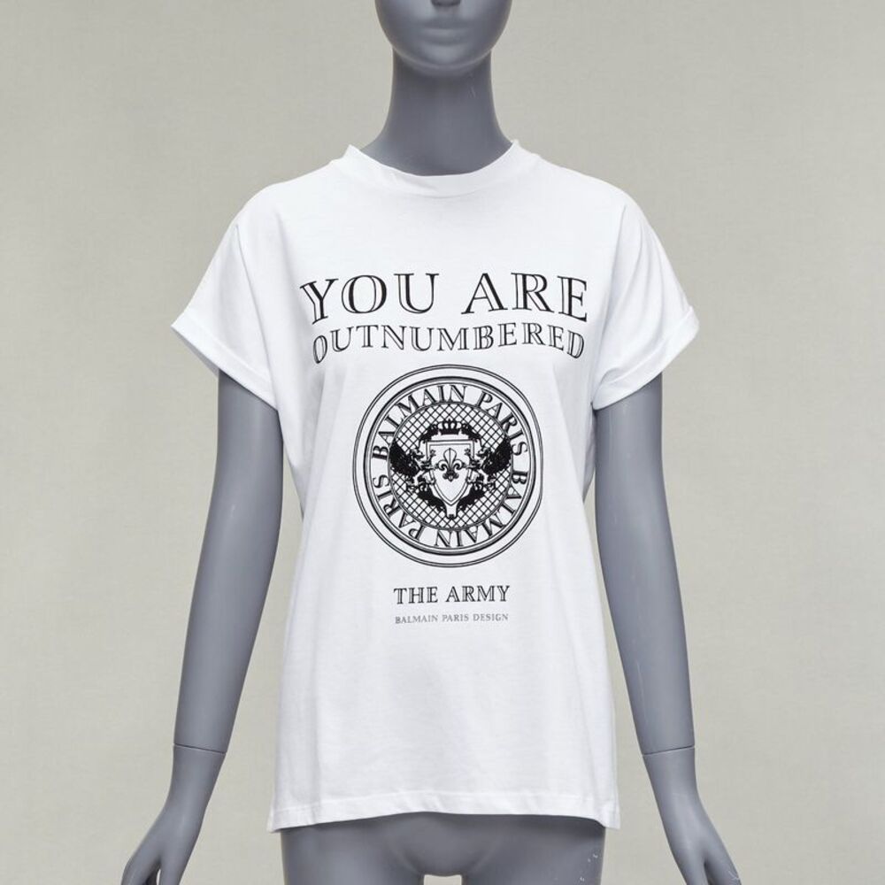 Balmain Velvet Print White Tshirt